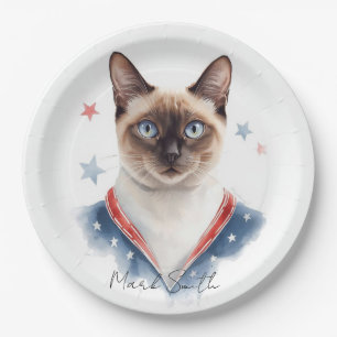 4 juli Patriottische Siamees Kat Liefhebber Papieren Bordje