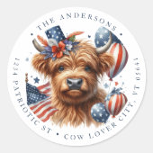 4 juli: Patriottische terugkeer van de Highland Ko Ronde Sticker (Voorkant)