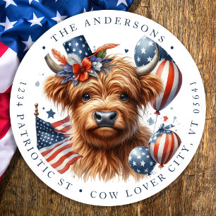 4 juli: Patriottische terugkeer van de Highland Ko Ronde Sticker
