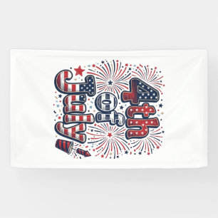 4 juli Patriottische Vuurwerk Vintage T-shirt Desi Spandoek