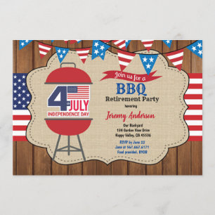 4 juli pensioen feest BBQ viering Kaart