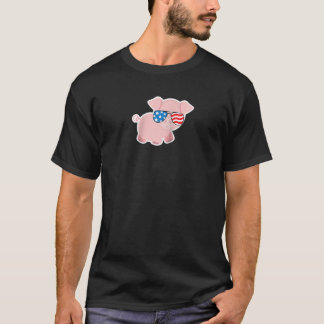 4 juli Piggy Pig Funny Amerikaanse Vlag Verenigde  T-shirt