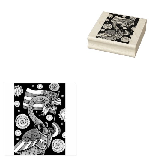 4 JULI PINK FLAMINGO UNCLE SAM RUBBER STEMP 	RUBBERSTEMPEL (Gestempeld)