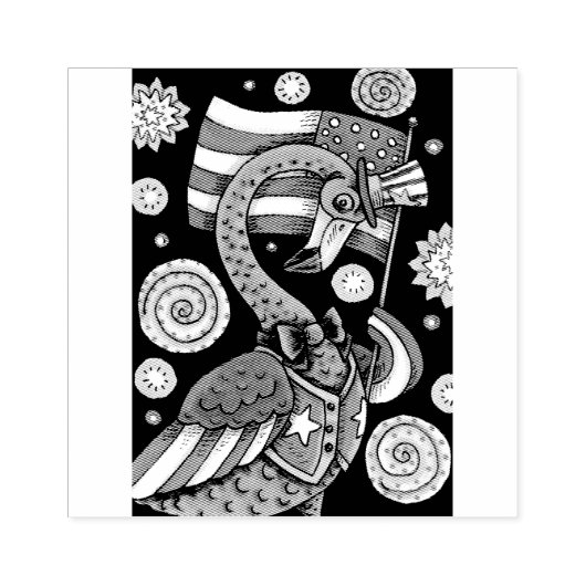 4 JULI PINK FLAMINGO UNCLE SAM RUBBER STEMP 	RUBBERSTEMPEL (Afrduk)