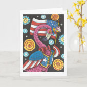 4 JULI PINK FLAMINGO WENSKAART blanco Kaart (Gele Bloem)