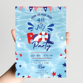 4 juli Pool Party Invitation Bewerkbare Zwemmen Kaart