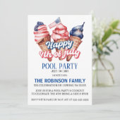 4 juli Pool Party Kaart (Staand voorkant)