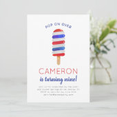 4 juli Popsicle verjaardag uitnodiging (Staand voorkant)