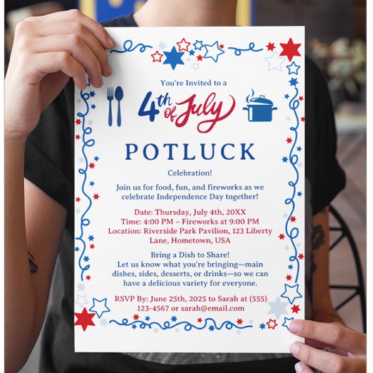 4 juli Potluck Flyer