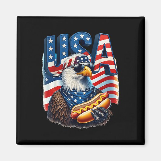 4 juli Pride Patriotic Bald Eagle Amerikaans Magneet (Voorkant)