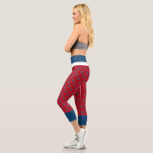 4 juli Red en Blue Star High Waisted Capris