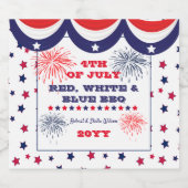 4 juli Red White en Blue BBQ Bier Etiket (Enkel label)