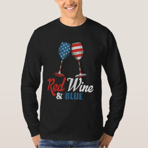4 juli rode wijn en blauwe patriottische t-shirt