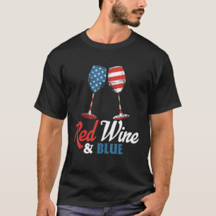 4 juli rode wijn en blauwe patriottische wijn t-shirt