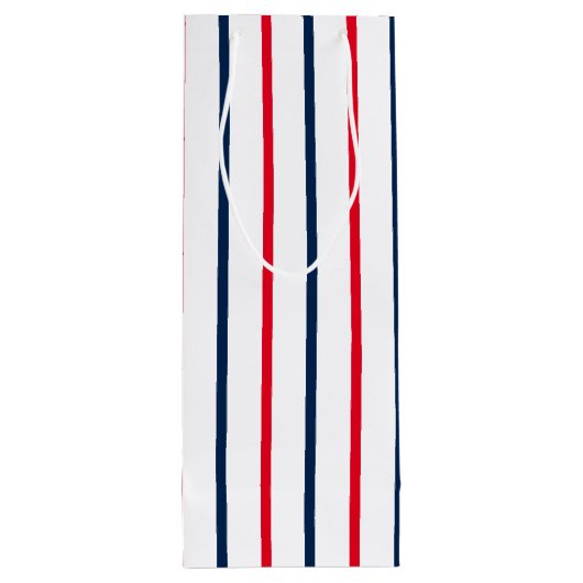 4 juli rode witte blauwe patriottische strepen wijn cadeautas (Achterkant)