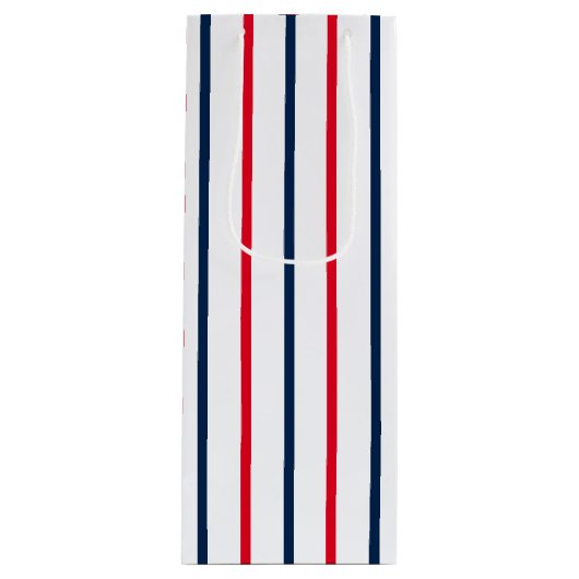 4 juli rode witte blauwe patriottische strepen wijn cadeautas (Voorkant)