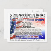4 juli Rode, witte drank Martini Recept Briefkaart (Voorkant / Achterkant)