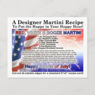 4 juli Rode, witte drank Martini Recept Briefkaart