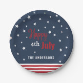 4 juli rode witte en blauwe partij papieren bordje (Voorkant)