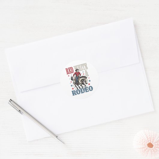4 juli Rodeo Cowboy Ronde Sticker (Envelop)