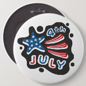 4 juli ronde button 6,0 cm (Voorkant /achterkant)