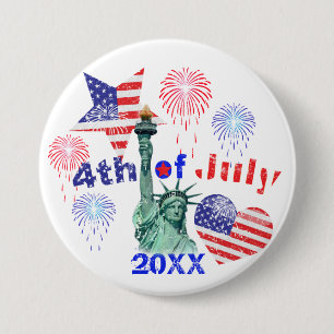 4 juli ronde button 7,6 cm