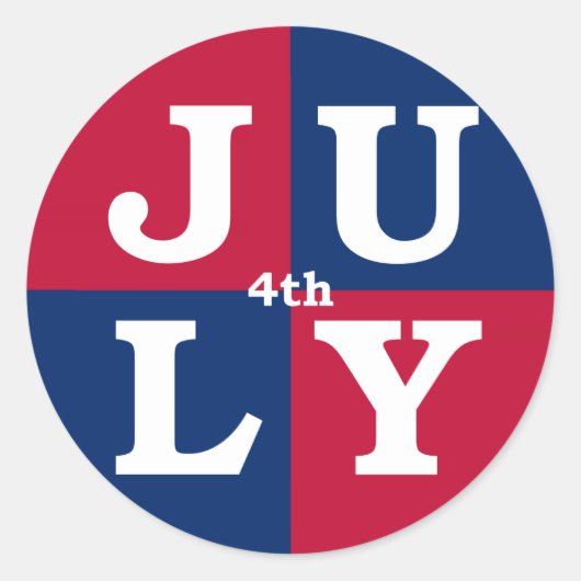 4 juli ronde sticker (Voorkant)