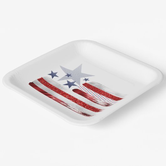 4 juli, rood, wit, blauw bord van vierkant papier. (Gebogen)