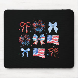 4 juli Rood Wit Blauw Coquette Boog Vuurwerk Muismat