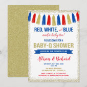 4 juli rood wit blauw goud glitter baby shower kaart (Voorkant / Achterkant)