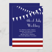 4 juli Rood, Wit & Blauw Huwelijksuitnodiging Kaart (Voorkant / Achterkant)