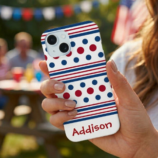 4 juli Rood Wit & Blauw Patriottisch iPhone 15 Hoesje