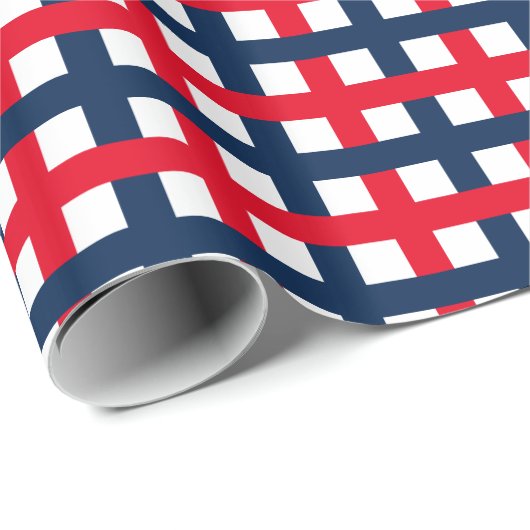 4 juli rood wit blauw patriottisch raster cadeaupapier (Rol Hoek)