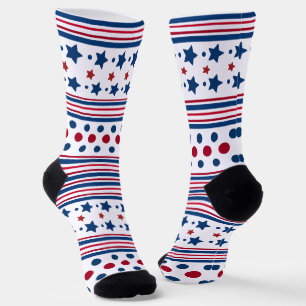 4 juli Rood Wit & Blauw Patriottisch Sokken