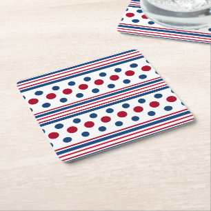 4 juli Rood Wit & Blauw Patriottisch Vierkante Kartonnen Onderzetter