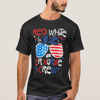 4 juli rood wit blauw SEH-verpleegster team patrio T-shirt