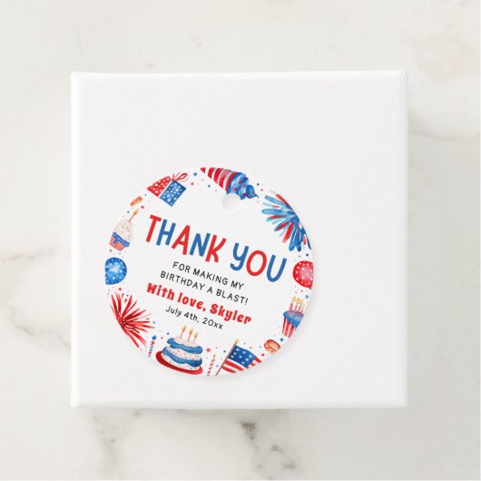 4 juli Rood Wit Blauw Verjaardag Dank u Bedankjes Labels (In situ)