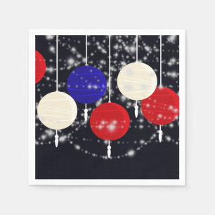 4 juli rood wit blauw Wereldbol lantaarns Servet