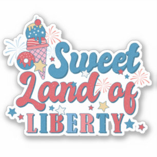 4 juli Rood Wit Blauw Zoet Land Vrijheid Amerika Sticker