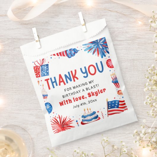 4 juli Rood Wit Blauw Zomer Verjaardagsfeest Bedankzakje (Geknipt)