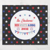 4 juli Rood wit en BBQ familienaam patriotic Bier Etiket (Enkel label)