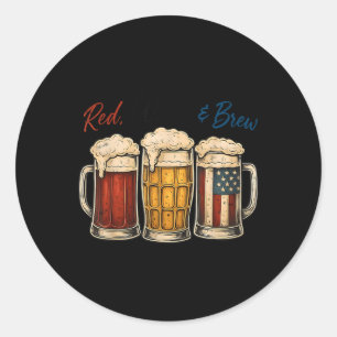 4 juli rood wit en bier bier shirt grappig Am Ronde Sticker