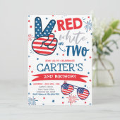 4 juli rood wit en blauw 2e verjaardag kaart (Staand voorkant)