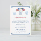 4 juli rood wit en blauw bruiloft accommodaties informatiekaartje (Staand voorkant)