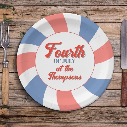 4 juli Rood Wit en Blauw Custom Papieren Bordje