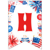4 juli Rood Wit en Blauw Gelukkige Verjaardag Vlaggetjes (Tweede vlag)
