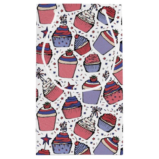 4 juli Rood Wit en Blauw Patriottische Cupcakes Klein Cadeauzakje (Achterkant)