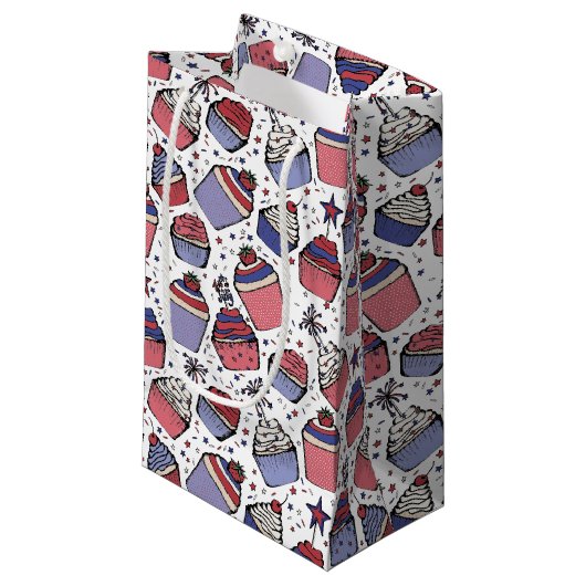 4 juli Rood Wit en Blauw Patriottische Cupcakes Klein Cadeauzakje (Voorkant Gekanteld)