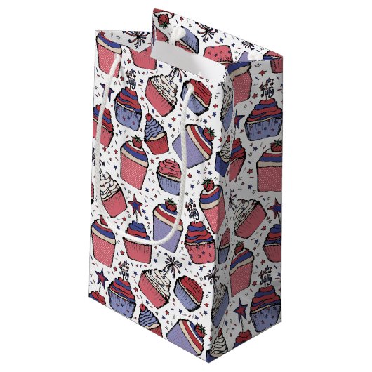 4 juli Rood Wit en Blauw Patriottische Cupcakes Klein Cadeauzakje (Achterkant Gekanteld)