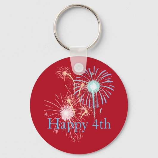 4 juli rood, wit en blauw vuurwerk sleutelhanger (Voorkant)